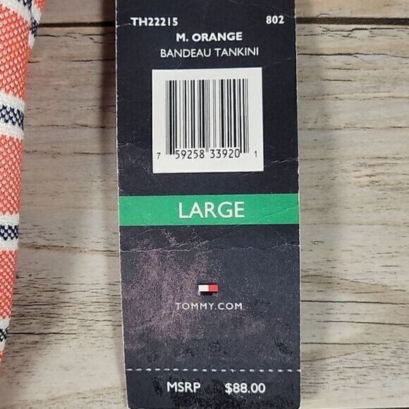 Tommy Hilfiger Striped Tankini Top Sz L - Picture 9 of 10